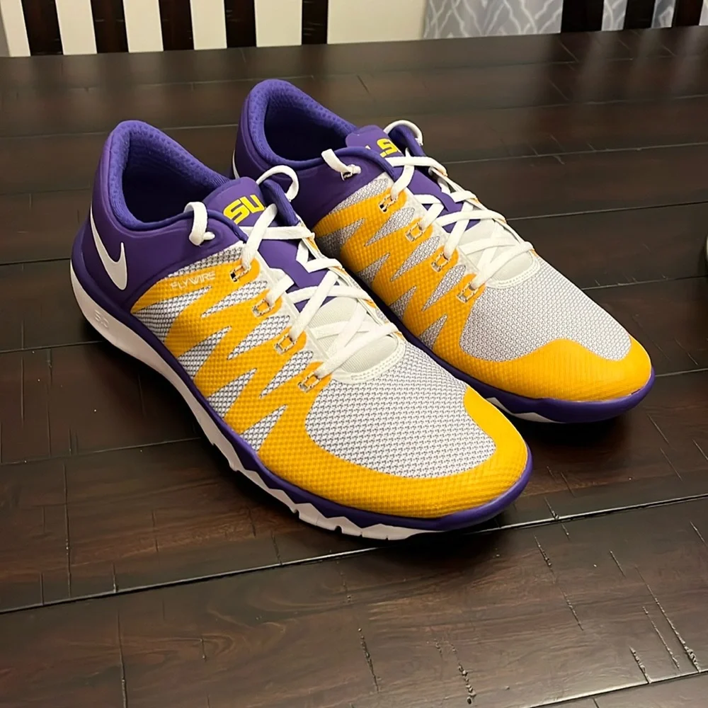 Nike Free Trainer 5.0 V6 AMP Louisiana LSU Tigers shoes sneaker 723939 571 sz 15